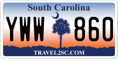 SC license plate YWW860
