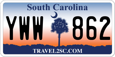 SC license plate YWW862