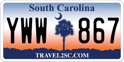 SC license plate YWW867