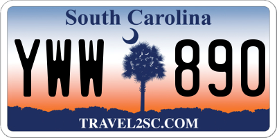 SC license plate YWW890