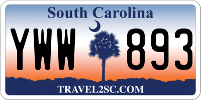 SC license plate YWW893