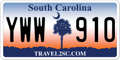SC license plate YWW910