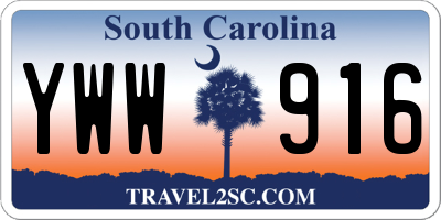 SC license plate YWW916