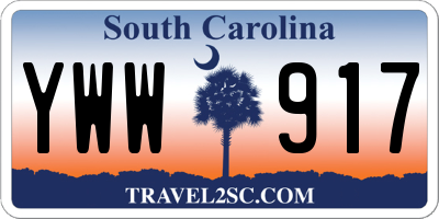SC license plate YWW917