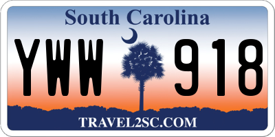 SC license plate YWW918