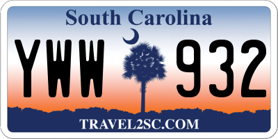 SC license plate YWW932