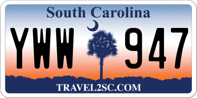 SC license plate YWW947