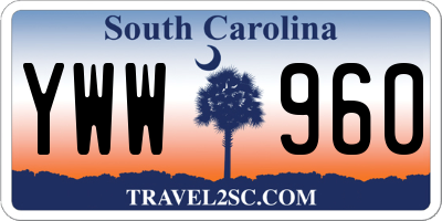 SC license plate YWW960