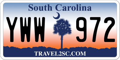 SC license plate YWW972