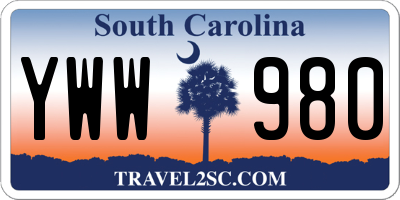 SC license plate YWW980