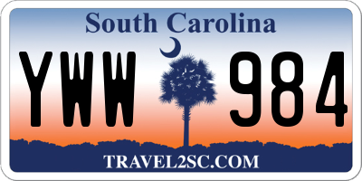 SC license plate YWW984