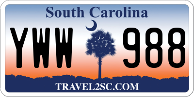 SC license plate YWW988