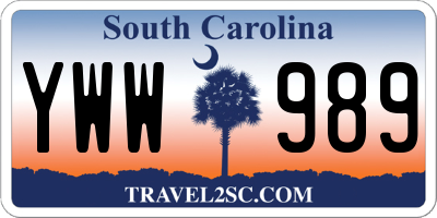 SC license plate YWW989
