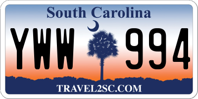 SC license plate YWW994