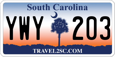 SC license plate YWY203