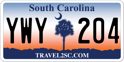 SC license plate YWY204
