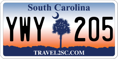 SC license plate YWY205