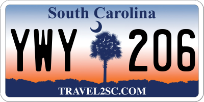SC license plate YWY206