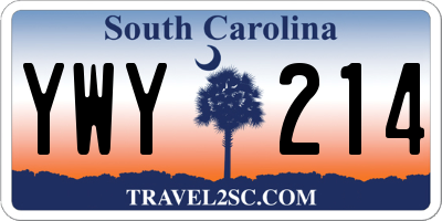 SC license plate YWY214
