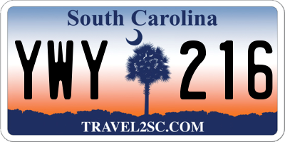 SC license plate YWY216