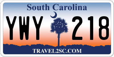 SC license plate YWY218