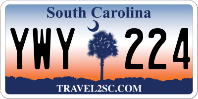 SC license plate YWY224