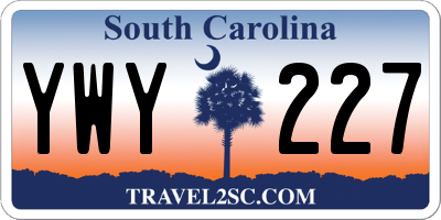 SC license plate YWY227