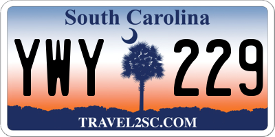 SC license plate YWY229