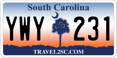 SC license plate YWY231