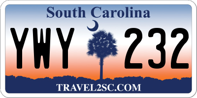 SC license plate YWY232
