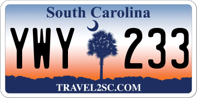 SC license plate YWY233