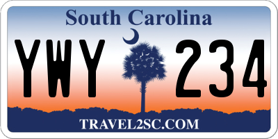 SC license plate YWY234