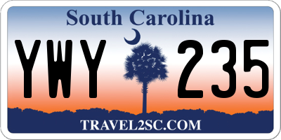 SC license plate YWY235