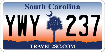 SC license plate YWY237