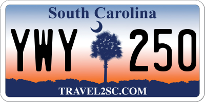 SC license plate YWY250