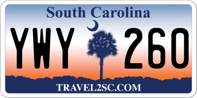 SC license plate YWY260