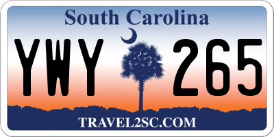 SC license plate YWY265