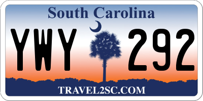 SC license plate YWY292