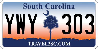 SC license plate YWY303