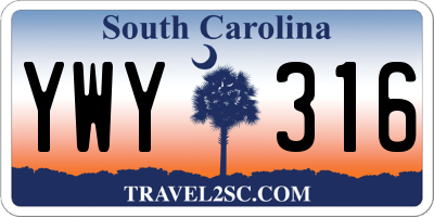 SC license plate YWY316