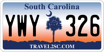 SC license plate YWY326
