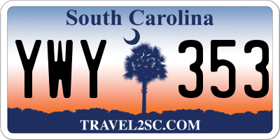 SC license plate YWY353