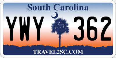 SC license plate YWY362