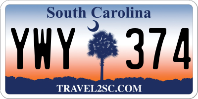 SC license plate YWY374