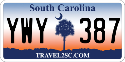 SC license plate YWY387