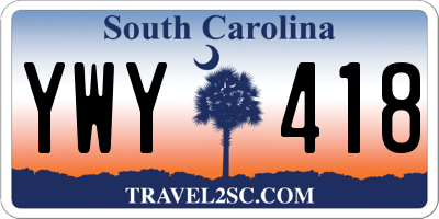 SC license plate YWY418