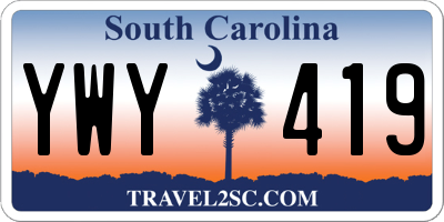 SC license plate YWY419