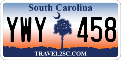 SC license plate YWY458