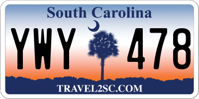 SC license plate YWY478