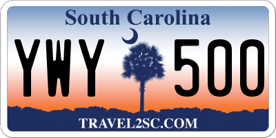 SC license plate YWY500